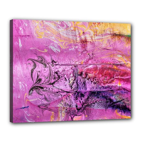Magenta On Ochre Abstract  Canvas 20  X 16  (stretched) by kaleidomarblingart