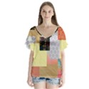 Tribal Mosaic Print V-Neck Flutter Sleeve Top View1