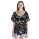 Whirligig V-Neck Flutter Sleeve Top View1