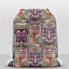 Collage Repeats  Drawstring Bag (small) by kaleidomarblingart