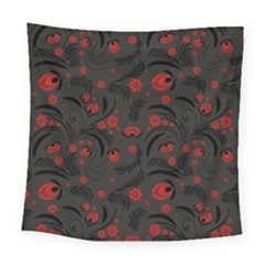 Folk Flowers Pattern Floral Surface Design Square Tapestry (large) by Eskimos