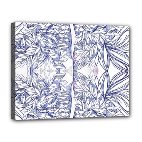 Blue Biro Ornate Canvas 14  X 11  (stretched) by kaleidomarblingart