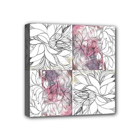 Mixed Media Ink Drawing Mini Canvas 4  X 4  (stretched) by kaleidomarblingart