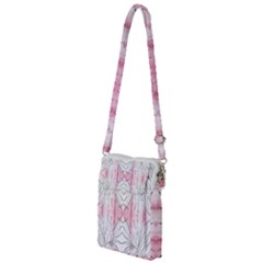 Line Drawing On Pink Multi Function Travel Bag by kaleidomarblingart
