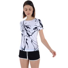 Paul Alien Back Circle Cutout Sports Tee by KenArtShop