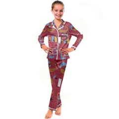 50s Kid s Satin Long Sleeve Pajamas Set by NerdySparkleGoth