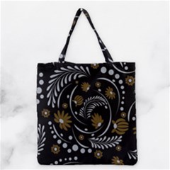 Folk Flowers Pattern Grocery Tote Bag by Eskimos