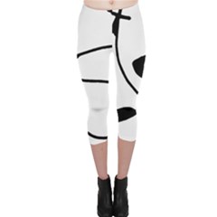 Black And White Abstract Linear Decorative Art Capri Leggings  by dflcprintsclothing