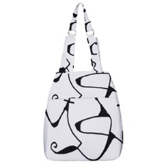 Black And White Abstract Linear Decorative Art Center Zip Backpack by dflcprintsclothing