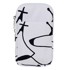 Black And White Abstract Linear Decorative Art Waist Pouch (small) by dflcprintsclothing