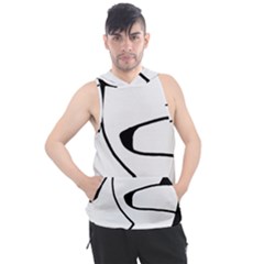 Black And White Abstract Linear Decorative Art Men s Sleeveless Hoodie by dflcprintsclothing