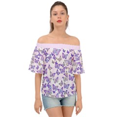 Kaleidoscope Butterflies In Pink Off Shoulder Short Sleeve Top by whatiseebydawne