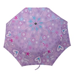  Hearts And Stars On Light Purple  Folding Umbrellas by AnkouArts