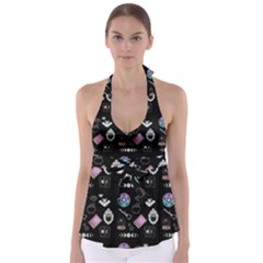 Small Witch Goth Pastel Print Babydoll Tankini Top by NerdySparkleGoth