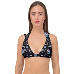 Small Witch Goth Pastel Print Double Strap Halter Bikini Top by NerdySparkleGoth