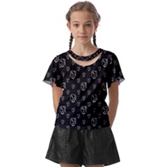 Funny Weird Monster Portrait Motif Pattern Kids  Front Cut Tee by dflcprintsclothing