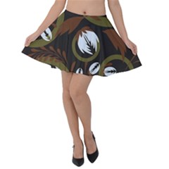 Folk Flowers Pattern Floral Surface Design Velvet Skater Skirt by Eskimos