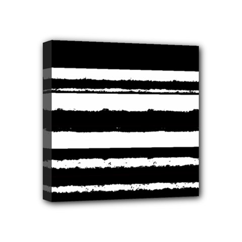 Bandes Abstrait Blanc/noir Mini Canvas 4  X 4  (stretched) by kcreatif