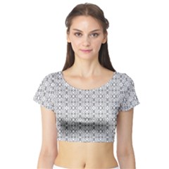 Modern Tribal Black And White Ornate Stripes Short Sleeve Crop Top by dflcprintsclothing