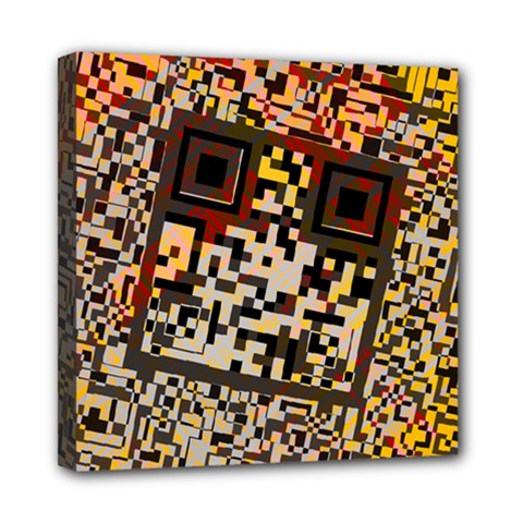 Root Humanity Bar And Qr Code Combo In Brown Mini Canvas 8  X 8  (stretched) by WetdryvacsLair