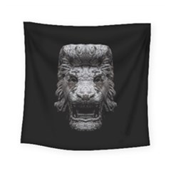 Creepy Lion Head Sculpture Artwork 2 Square Tapestry (small) by dflcprintsclothing