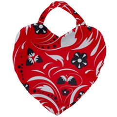 Folk Flowers Pattern  Giant Heart Shaped Tote by Eskimos