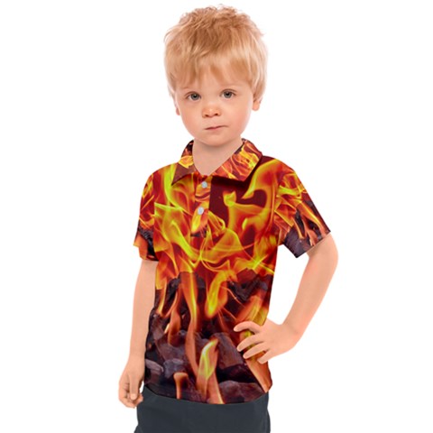 Fire-burn-charcoal-flame-heat-hot Kids  Polo Tee by Sapixe