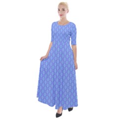 Soft Pattern Blue Half Sleeves Maxi Dress by PatternFactory