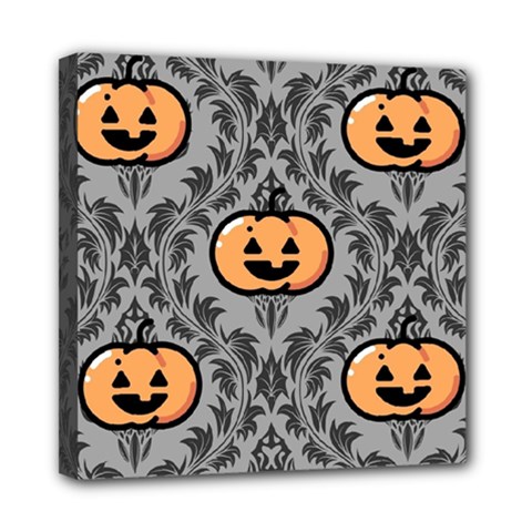 Pumpkin Pattern Mini Canvas 8  X 8  (stretched) by NerdySparkleGoth