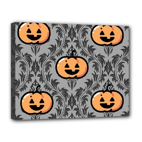 Pumpkin Pattern Canvas 14  X 11  (stretched) by NerdySparkleGoth