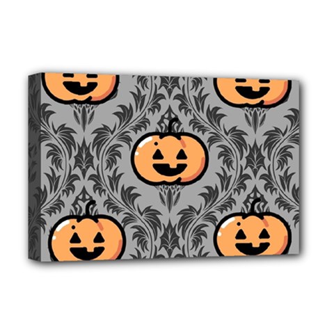 Pumpkin Pattern Deluxe Canvas 18  X 12  (stretched) by NerdySparkleGoth