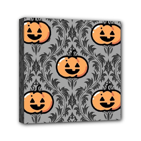 Pumpkin Pattern Mini Canvas 6  X 6  (stretched) by NerdySparkleGoth