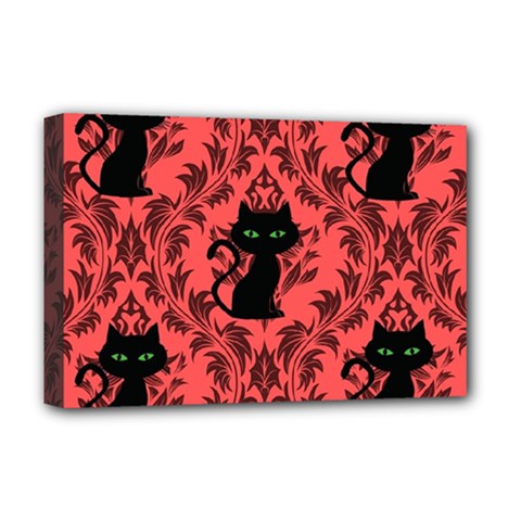 Cat Pattern Deluxe Canvas 18  X 12  (stretched) by NerdySparkleGoth