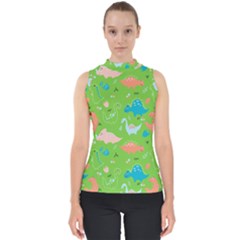 Funny Dinosaur Mock Neck Shell Top by SychEva