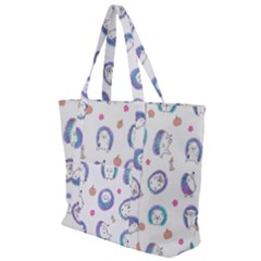 Cute And Funny Purple Hedgehogs On A White Background Zip Up Canvas Bag by SychEva
