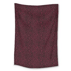 Red Curve Stripes On Black Background Large Tapestry by SychEva