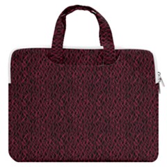 Red Curve Stripes On Black Background Macbook Pro Double Pocket Laptop Bag by SychEva