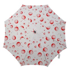Red Drops On White Background Hook Handle Umbrellas (large) by SychEva