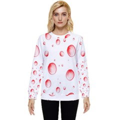 Red Drops On White Background Hidden Pocket Sweatshirt by SychEva