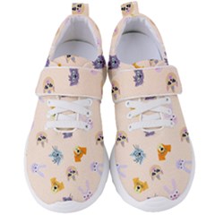 Funny Animal Faces With Glasses Cat Dog Hare Women s Velcro Strap Shoes by SychEva