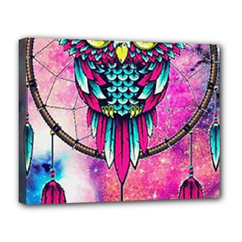 Owl Dreamcatcher Canvas 14  X 11  (stretched) by Sudhe