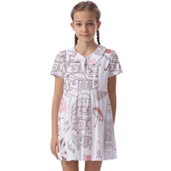 London-paris-drawing-vector-london-comics Kids  Asymmetric Collar Dress by Sudhe