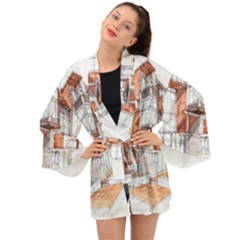 Rag-flats-onion-flats-llc-architecture-drawing Graffiti-architecture Long Sleeve Kimono by Sudhe