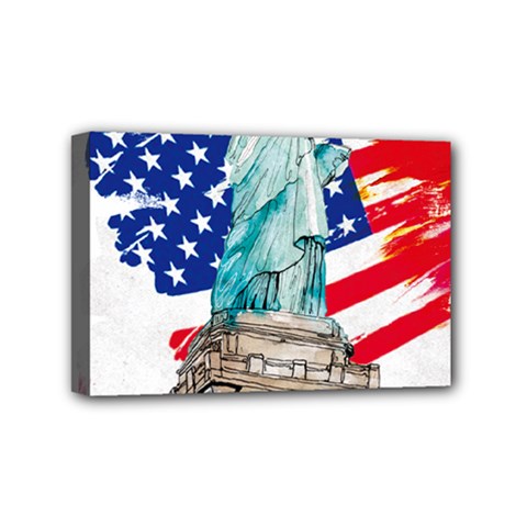 Statue Of Liberty Independence Day Poster Art Mini Canvas 6  X 4  (stretched) by Sudhe