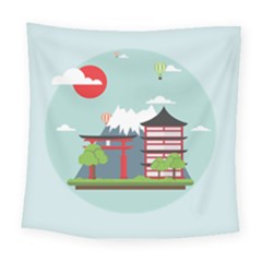Japan-landmark-landscape-view Square Tapestry (large) by Sudhe