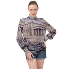 Erechtheum Temple, Athens, Greece High Neck Long Sleeve Chiffon Top by dflcprintsclothing