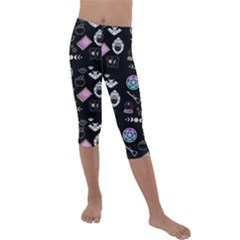 Pastel Goth Witch Kids  Lightweight Velour Capri Leggings  by NerdySparkleGoth
