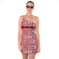 50s Red One Soulder Bodycon Dress by NerdySparkleGoth