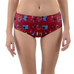 50s Red Reversible Mid-waist Bikini Bottoms by NerdySparkleGoth