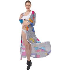 80s And 90s School Pattern Maxi Chiffon Beach Wrap by NerdySparkleGoth